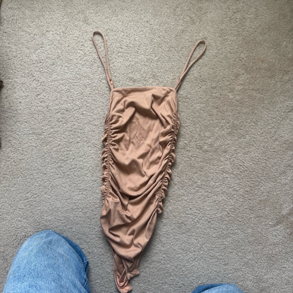 Free People Tan/Nude Ruched Tank Top